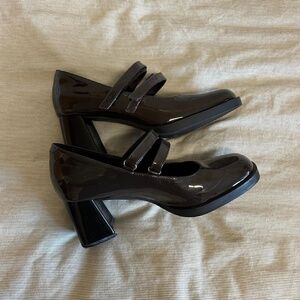 brown mary jane style heels